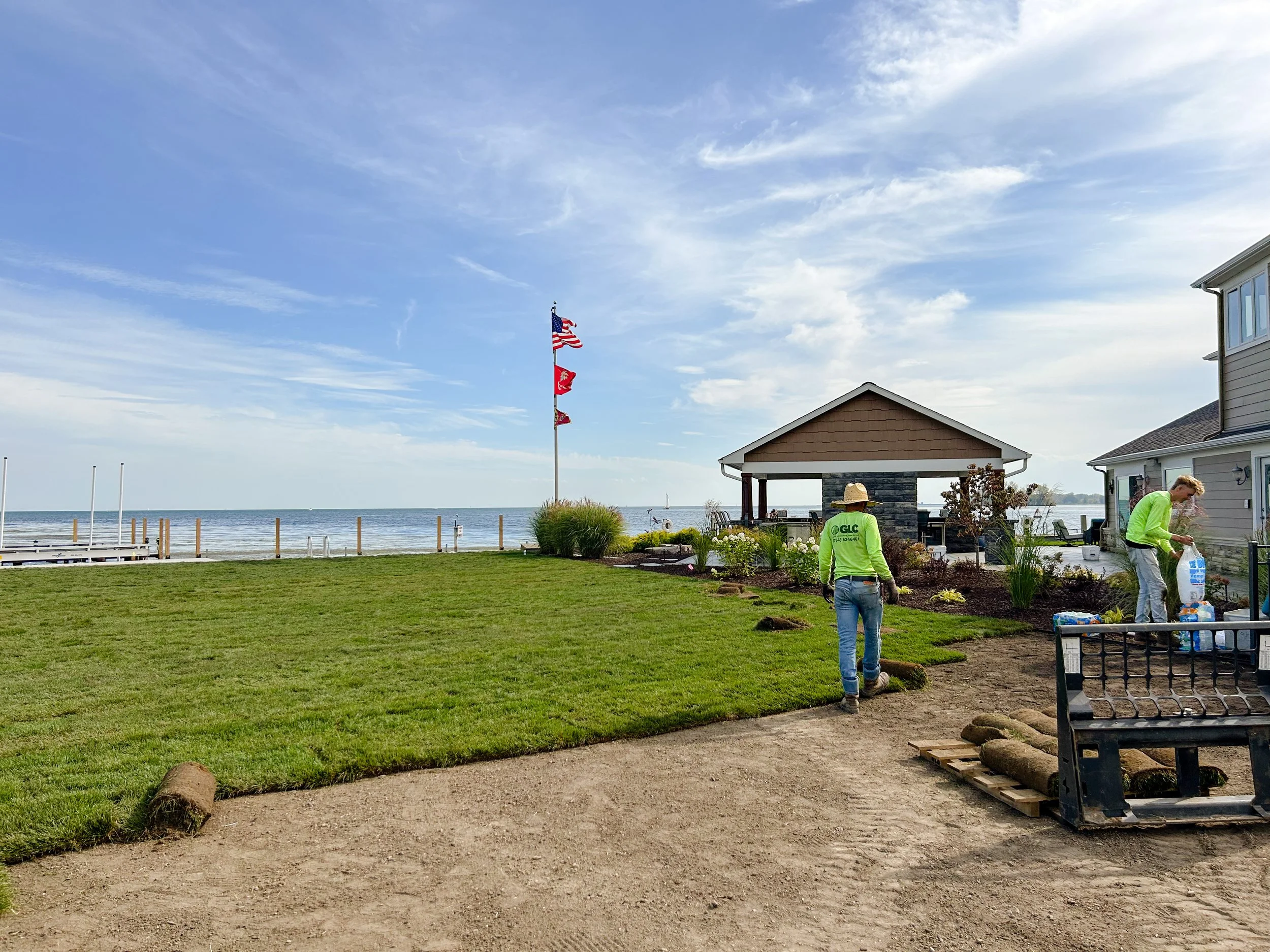Hardscape crew building patio and walkway in Monroe MI