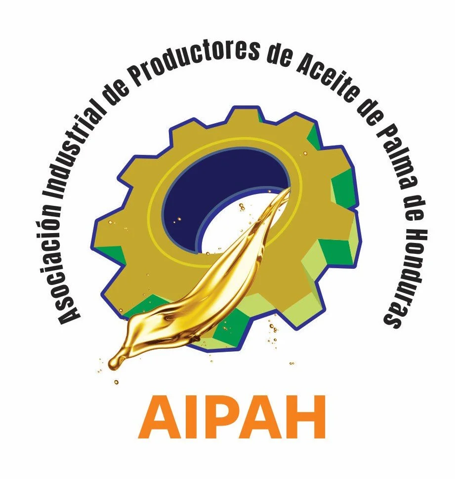 Logotipo de la Asociación Industrial de Productores de Aceite de Palma de Honduras con símbolo de engranaje y aceite dorado.