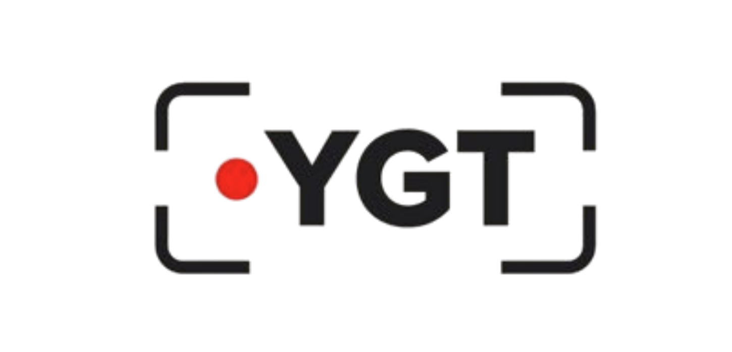 Logo with text 'YGT' inside a rounded rectangle outline, and a red dot to the left of the text.