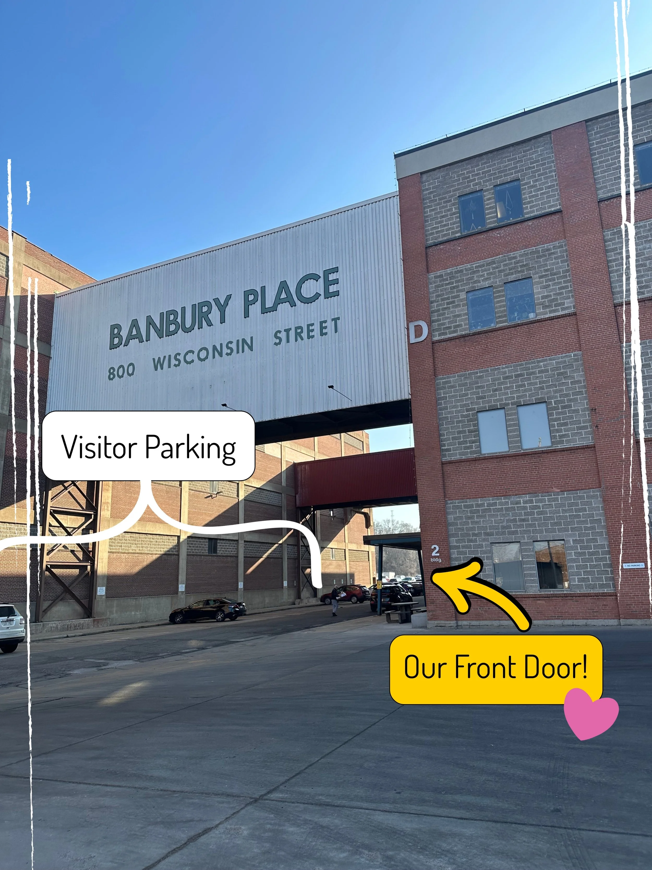 Front door and visitor parking of Banbury Place Building 2