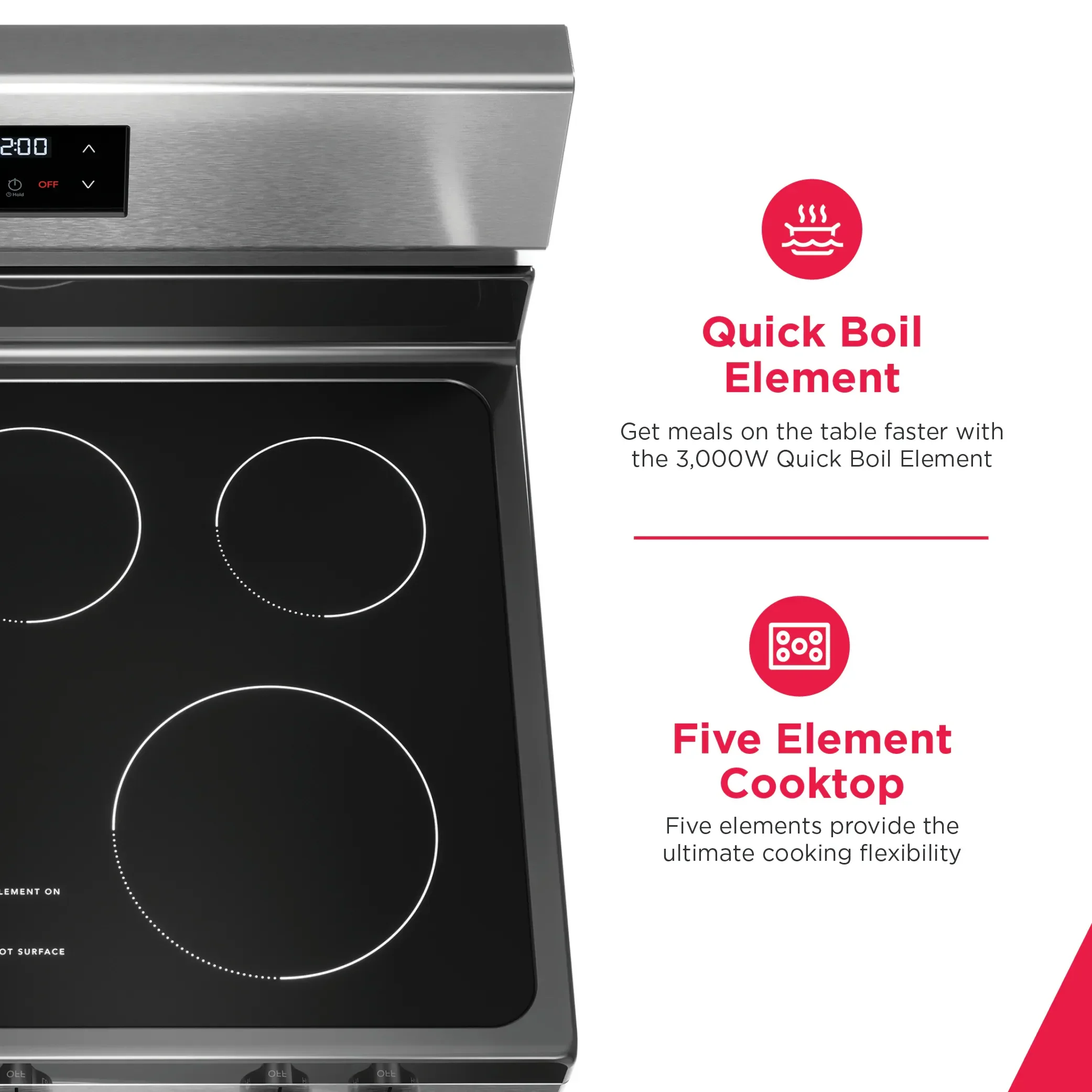 Frigidaire 30-in Glass Top 5 burners 5.3-cu ft Freestanding Electric Range ( Stainless Steel )