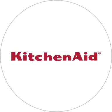 KitchenAid logo with red text on a white background.