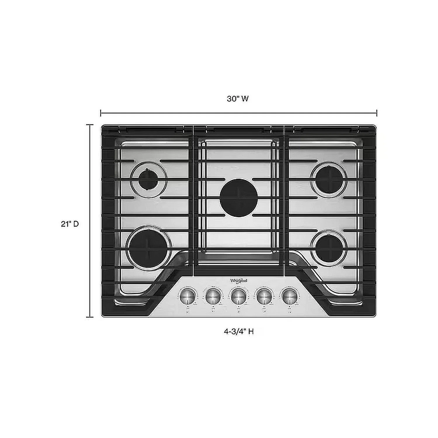 Whirlpool Gas Cooktop WCGK7030PS 30-Inch Stainless Steel Depth_result.jpg