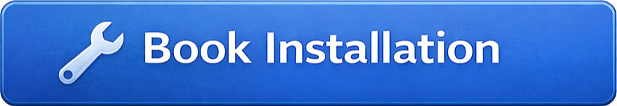 Blue sign with white text that says 'Book Installation' and an icon of a wrench.