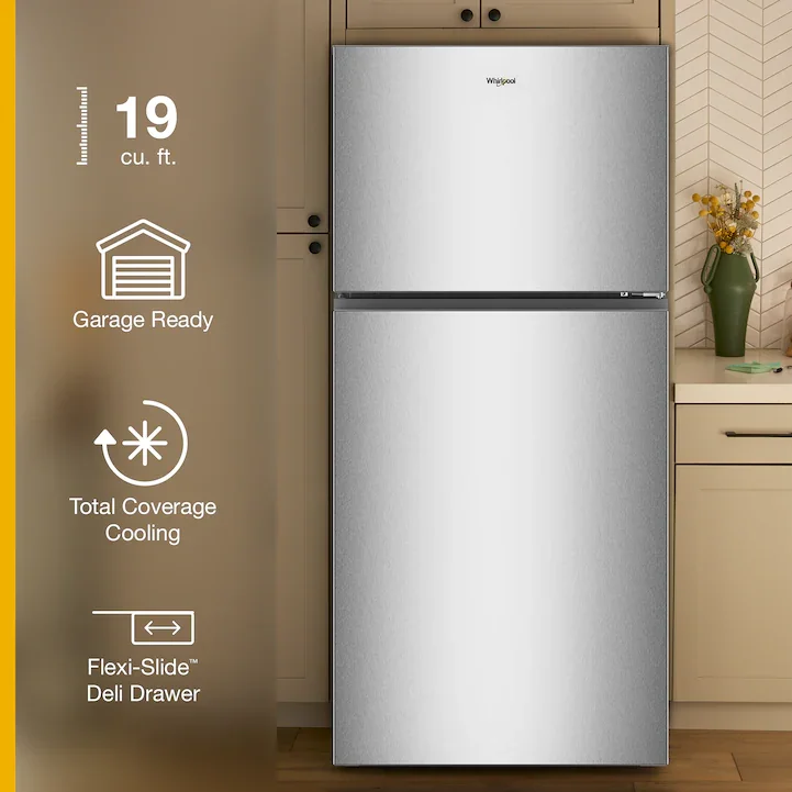 Whirlpool 30 in. 19 cu. ft. Standard Depth Top Freezer Refrigerator in Fingerprint Resistant Stainless with Total Coverage Cooling