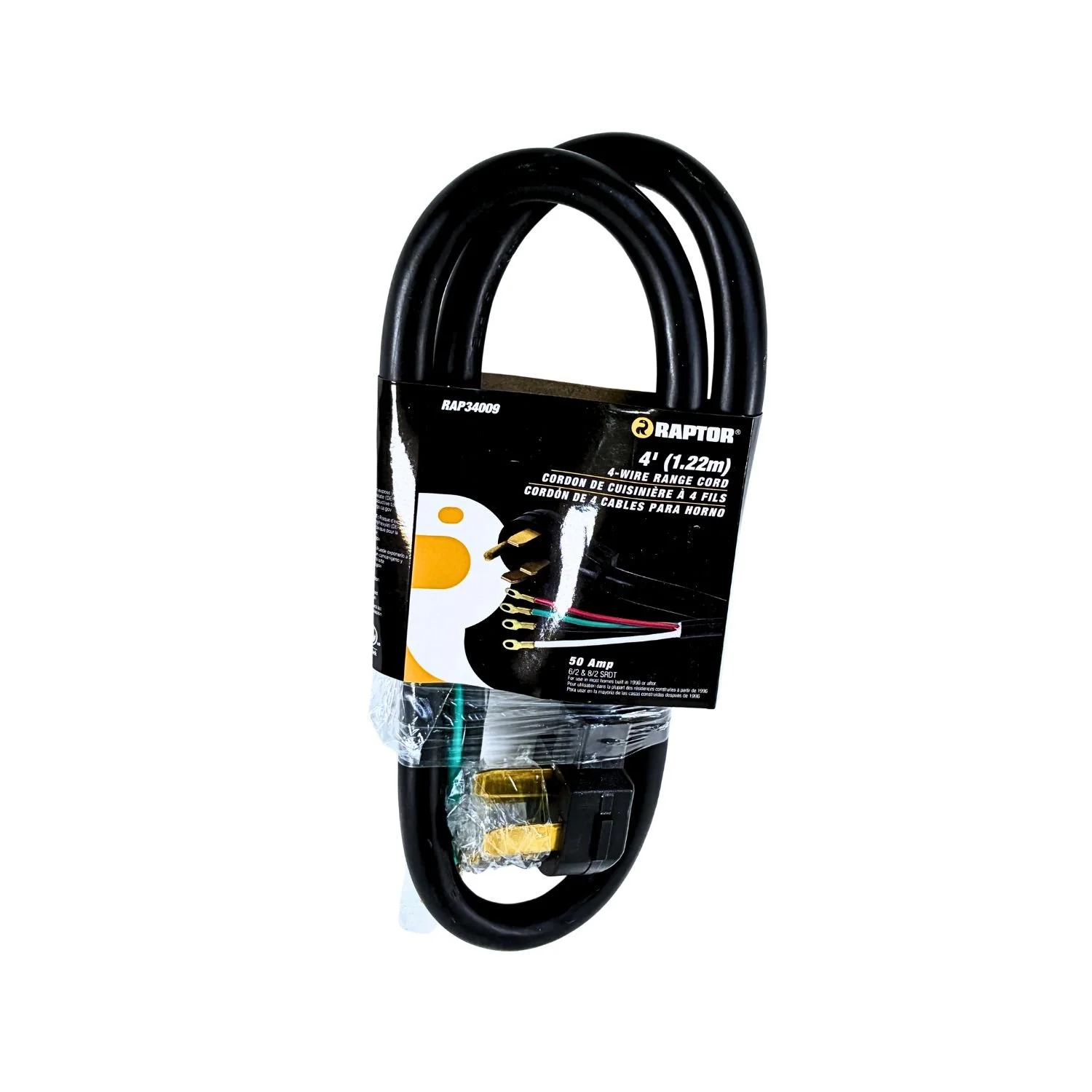 Raptor 50 Amp 4 ft. Range Cord - 125/250V 4 prong