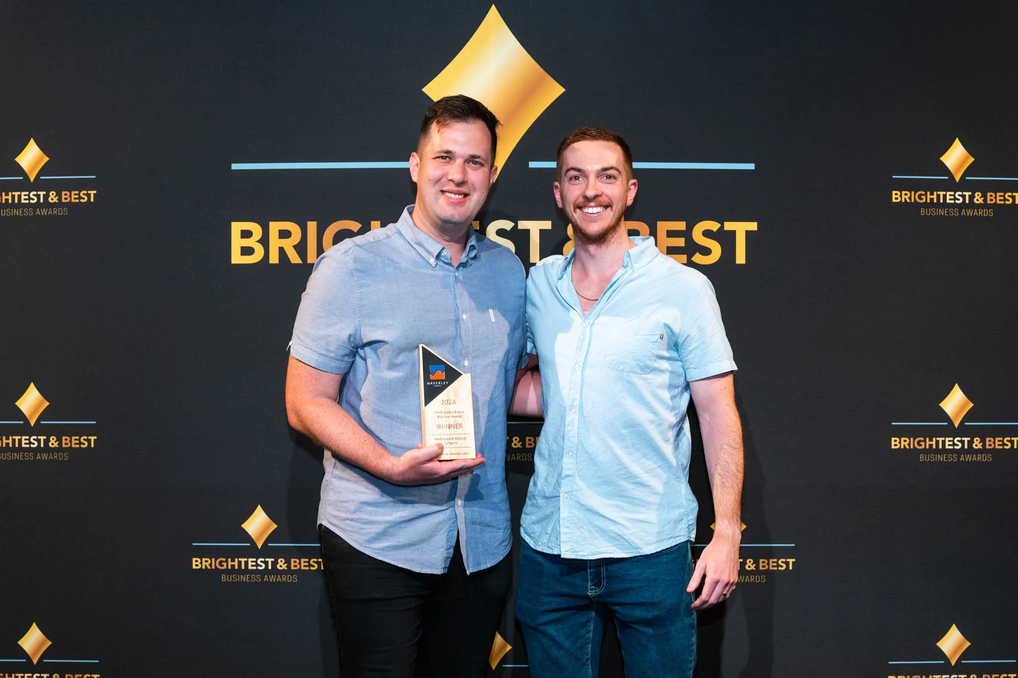 David Cohen & Zachary Ehrenfeld at the awards night for winning Best Physiotherapy Clinic in Waverley for 2024 and 2025.