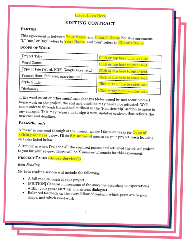 Tara Whitaker | Editing Contract Template for Freelance Book Editors ...
