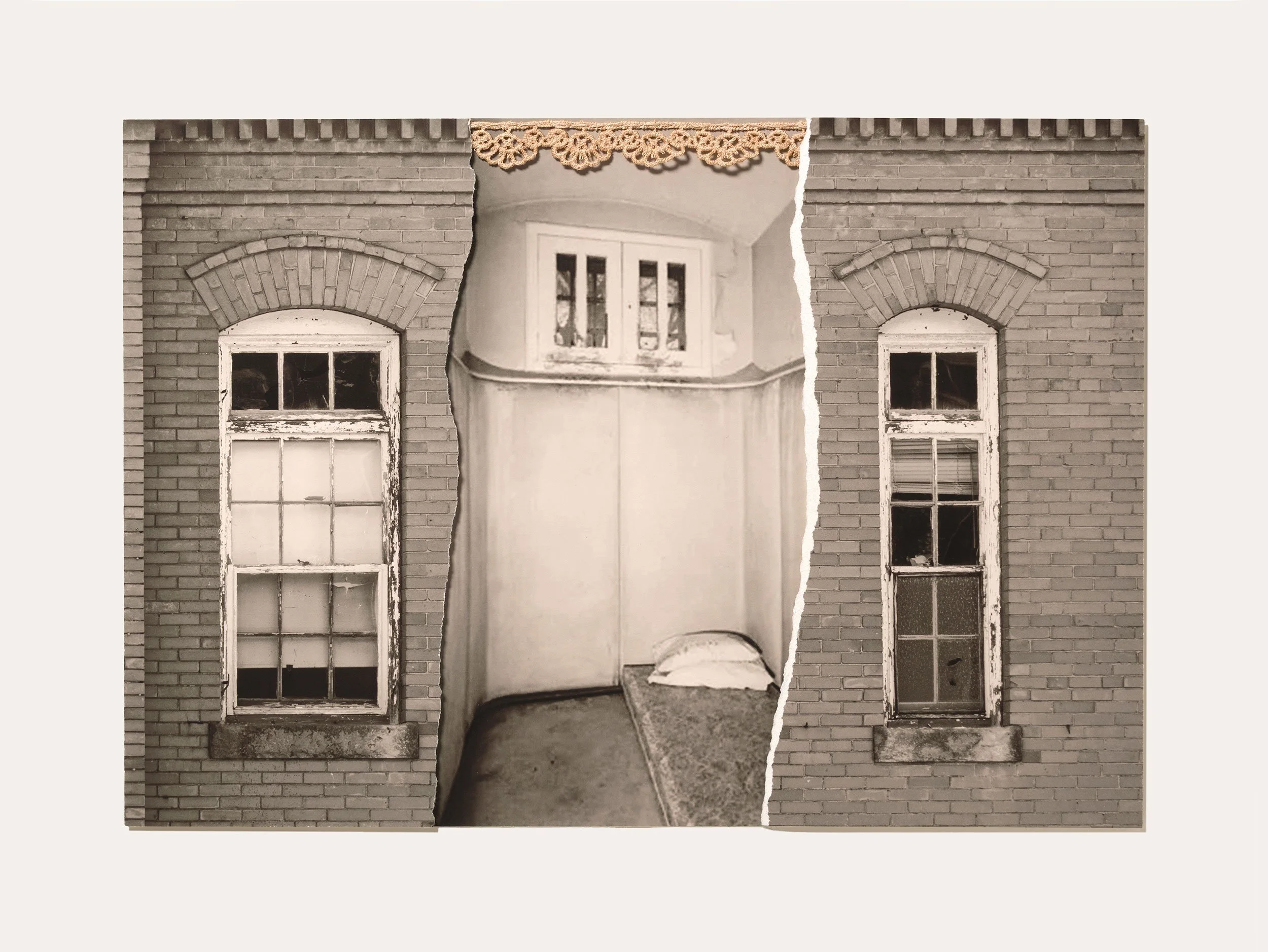 'Two Pillows' - archival pigment prints, tea stained lace/Claybord,  14 x 18 inches