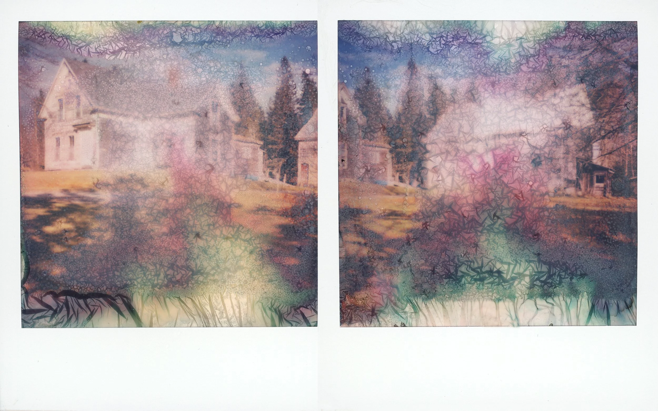 Maine Farm - manipulated Polaroid, 
4.25 x 6.75 inches