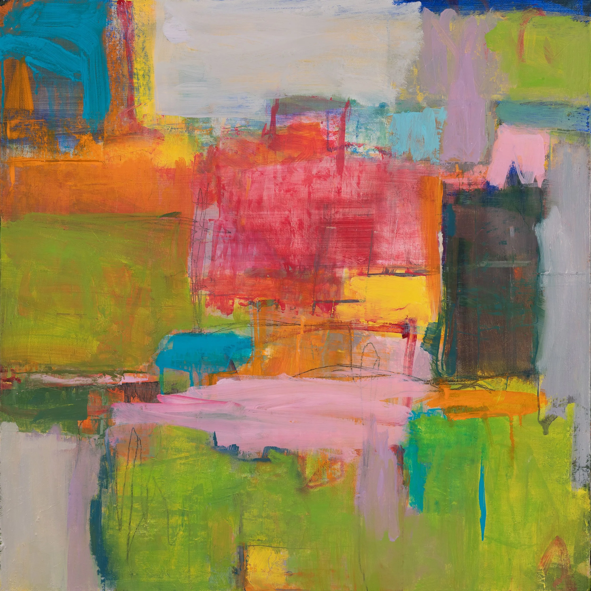 'Mirage' - oil, pigment stick, graphite, crayon/canvas
18 x 18 x 1.5 inches