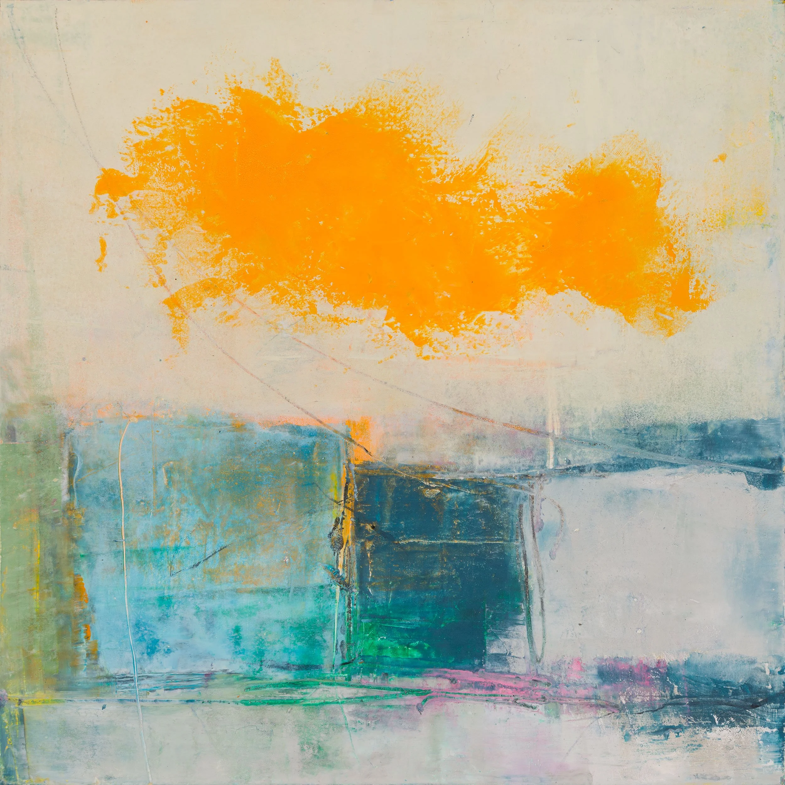 'Tethered to the Clouds' - cold wax/oil/panel 
8 x 8 x 1.5 inches 
private collection