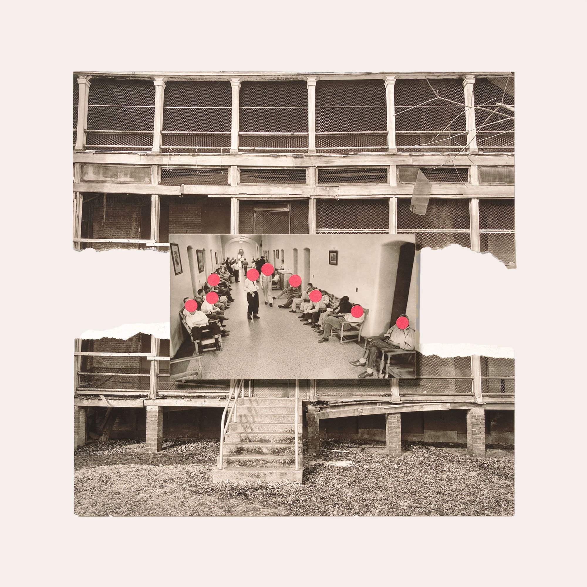 'Men's Room' - archival pigment prints, red dots/Claybord, 12 x 12 inches