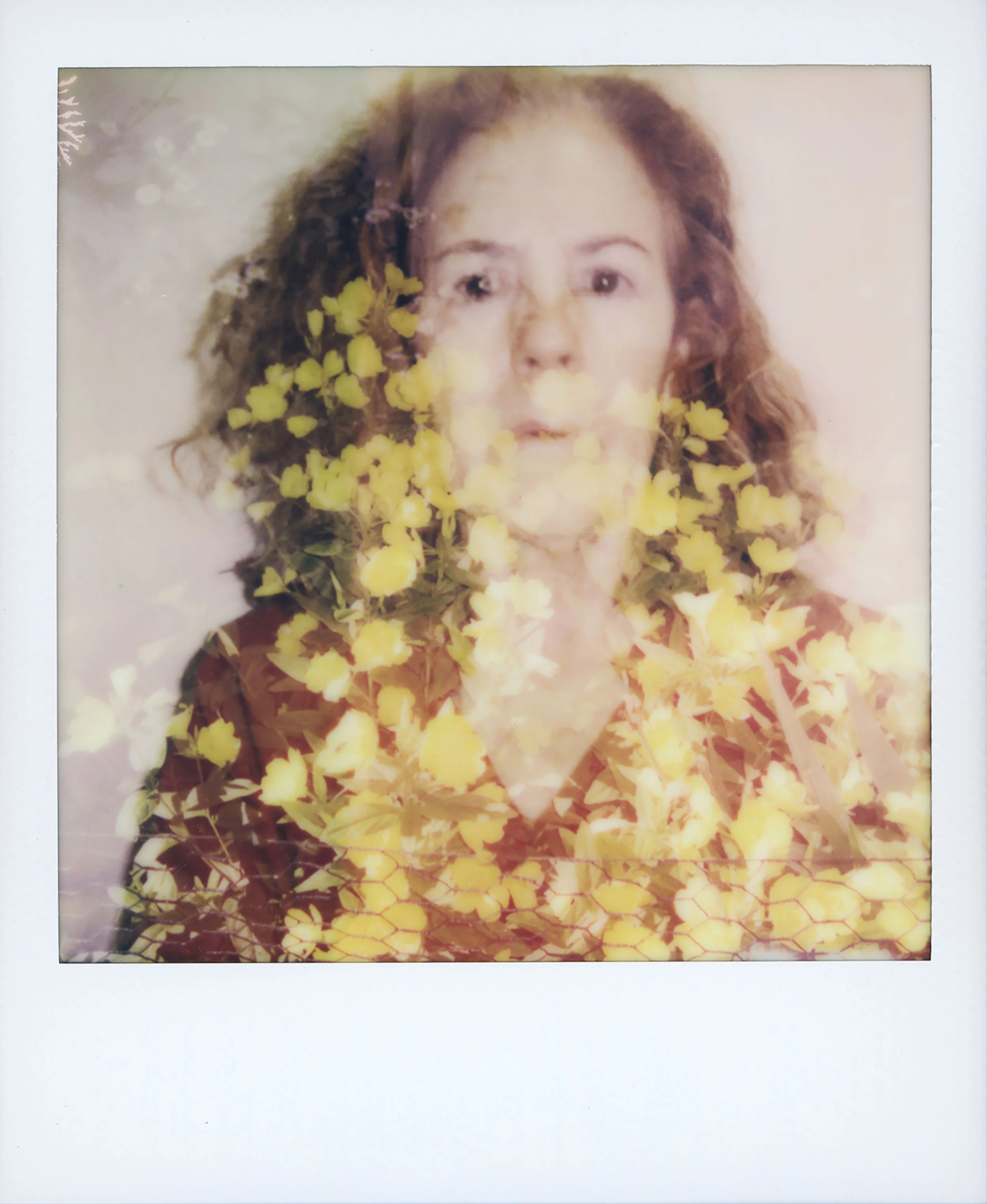Holding It Together With Chicken Wire - double exposure self portrait, 4.25 x 3.5 inches