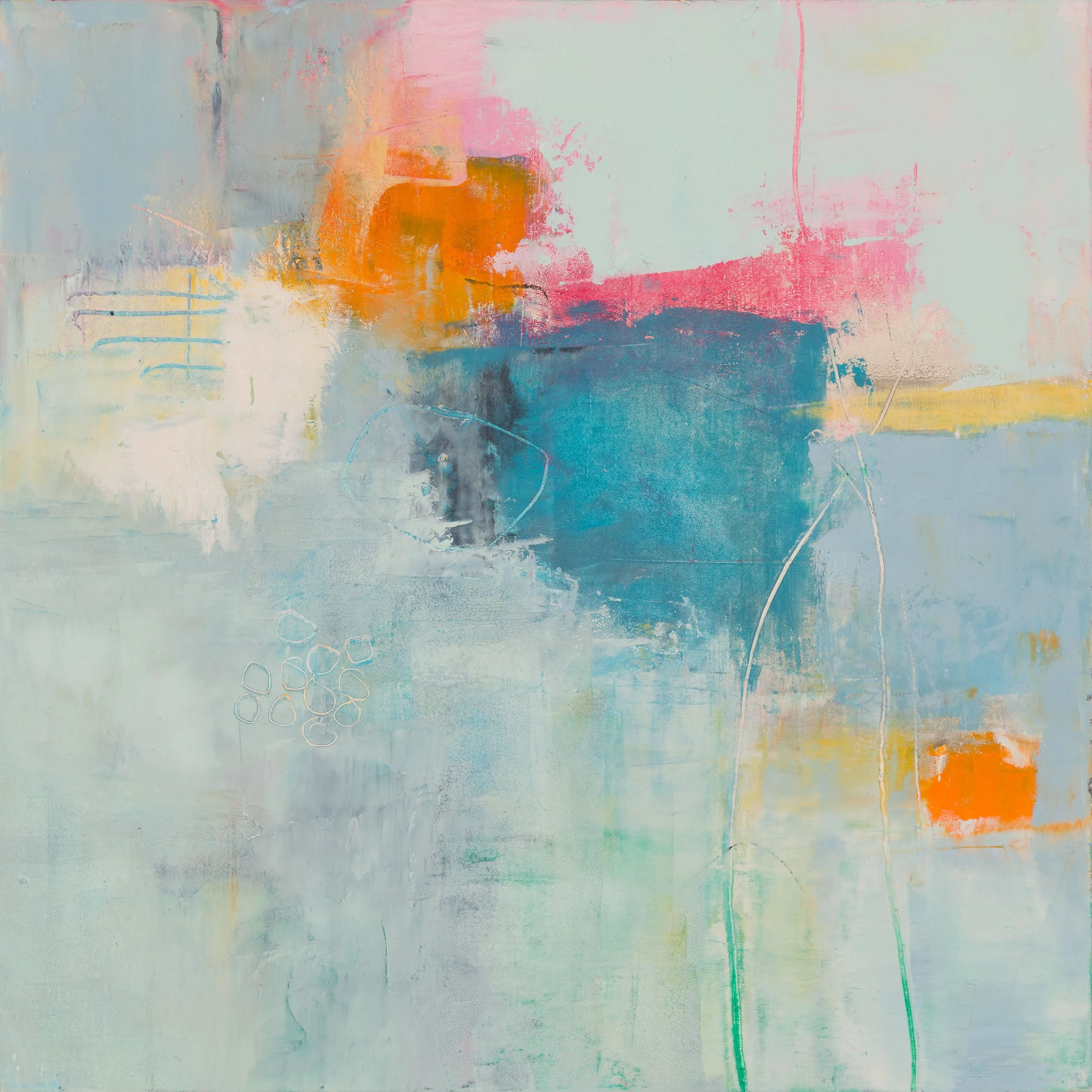 'A Secret Solace - cold wax, oil, pigment sticks & graphite/panel
8 x 8 x 1.5 inches