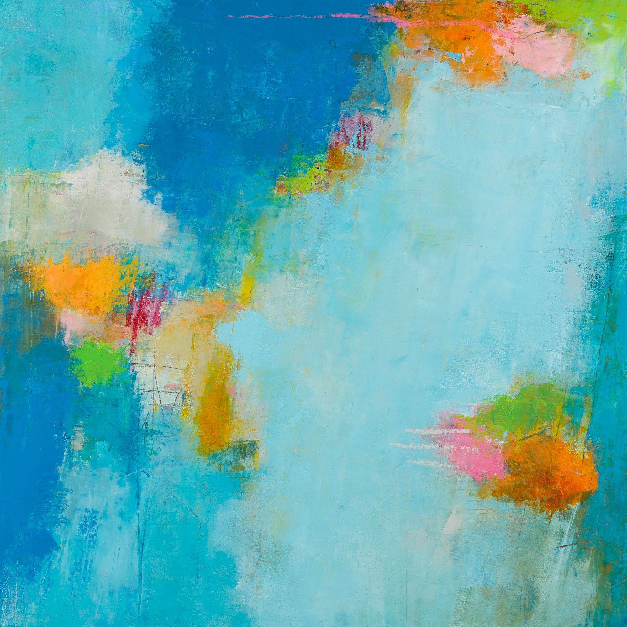 'A Slant of Blue' - cold wax, oil, pigment sticks & graphite/panel
24 x 24 x 1.5 inches