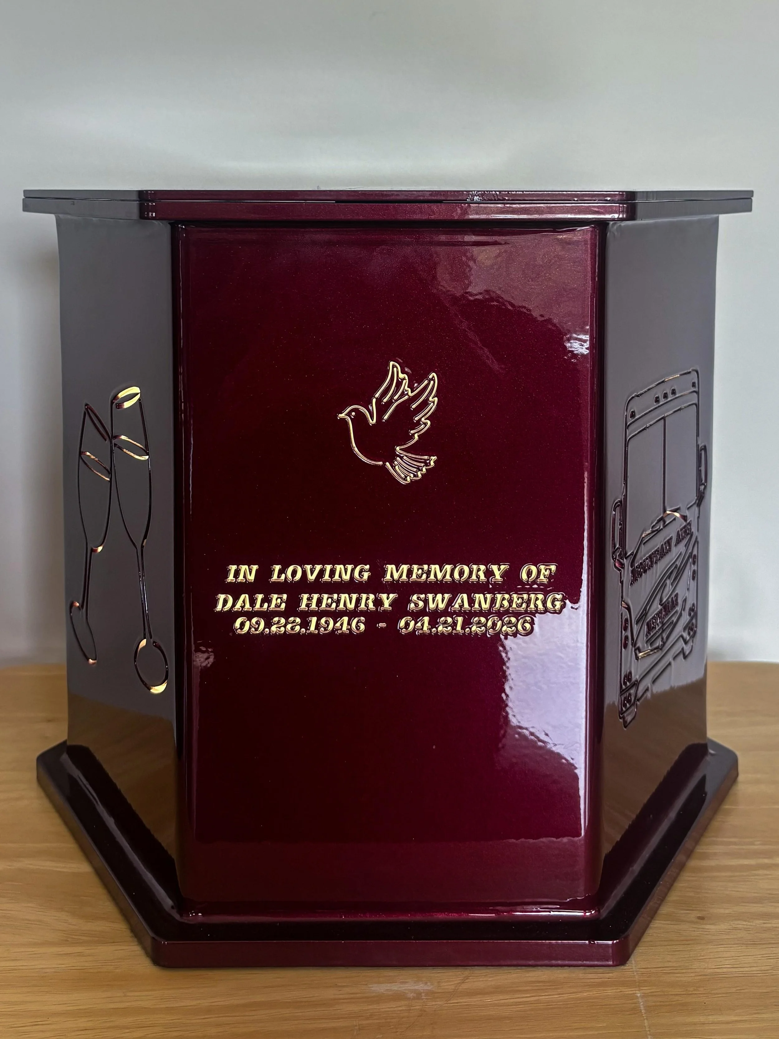 One of the most meaningful projects we&rsquo;ve had the opportunity to build.

This custom urn was carefully designed to reflect pieces of his life, his personality, and the memories that will be carried forever. Every detail was thoughtfully created