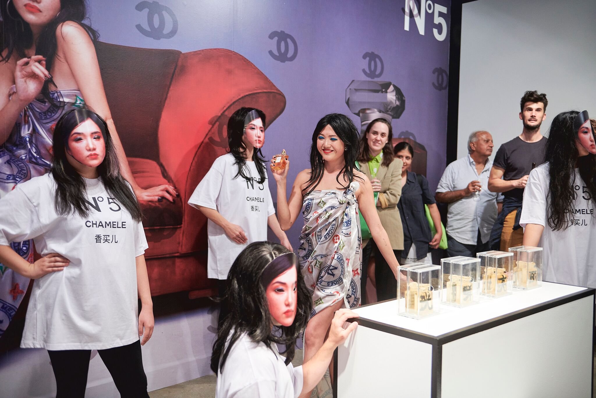 "In Store Appearance" performance in "Gloss", 2019, The Project Space, Cement Fondu, Paddington. Photo: Tim da-Rin.