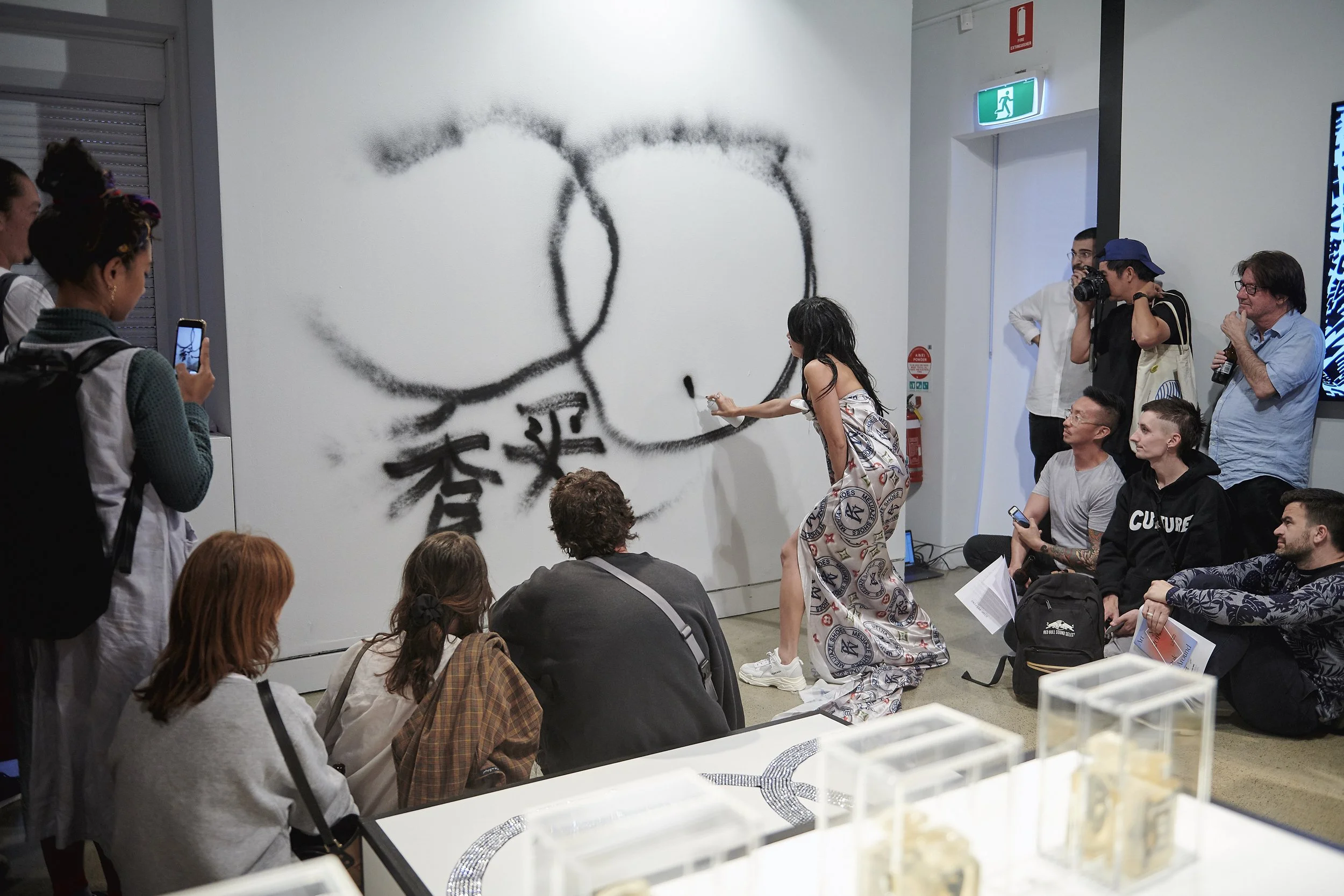 "In Store Appearance" performance in "Gloss", 2019, The Project Space, Cement Fondu, Paddington. Photo: Tim da-Rin.