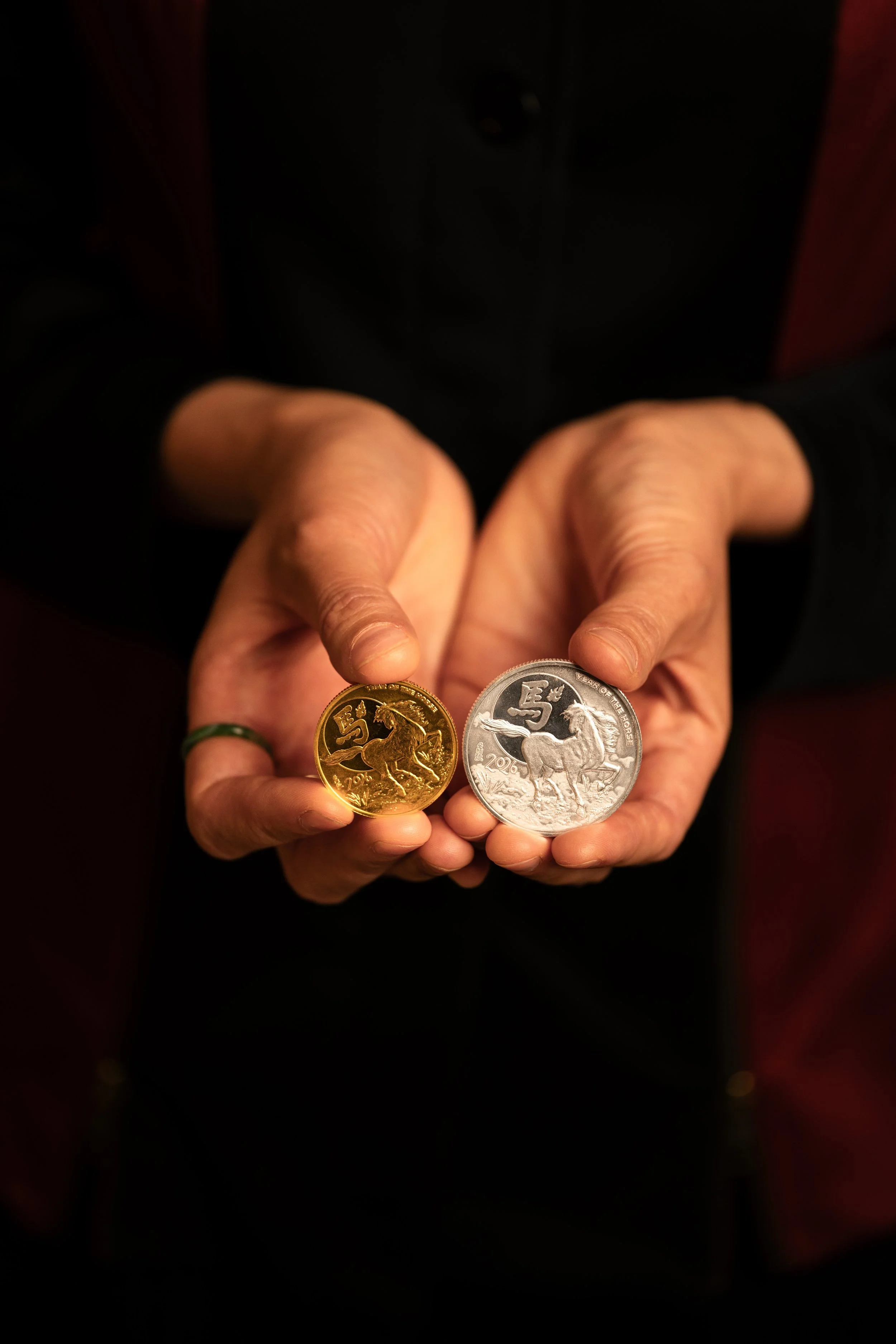 "The Fire Horse" 1 oz gold and silver coins.