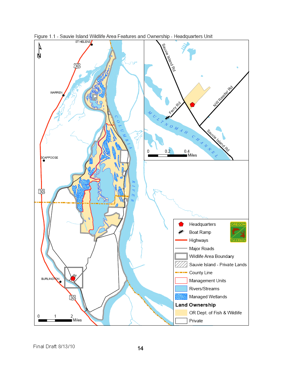 Map of Sauvie Island Wildlife Area
