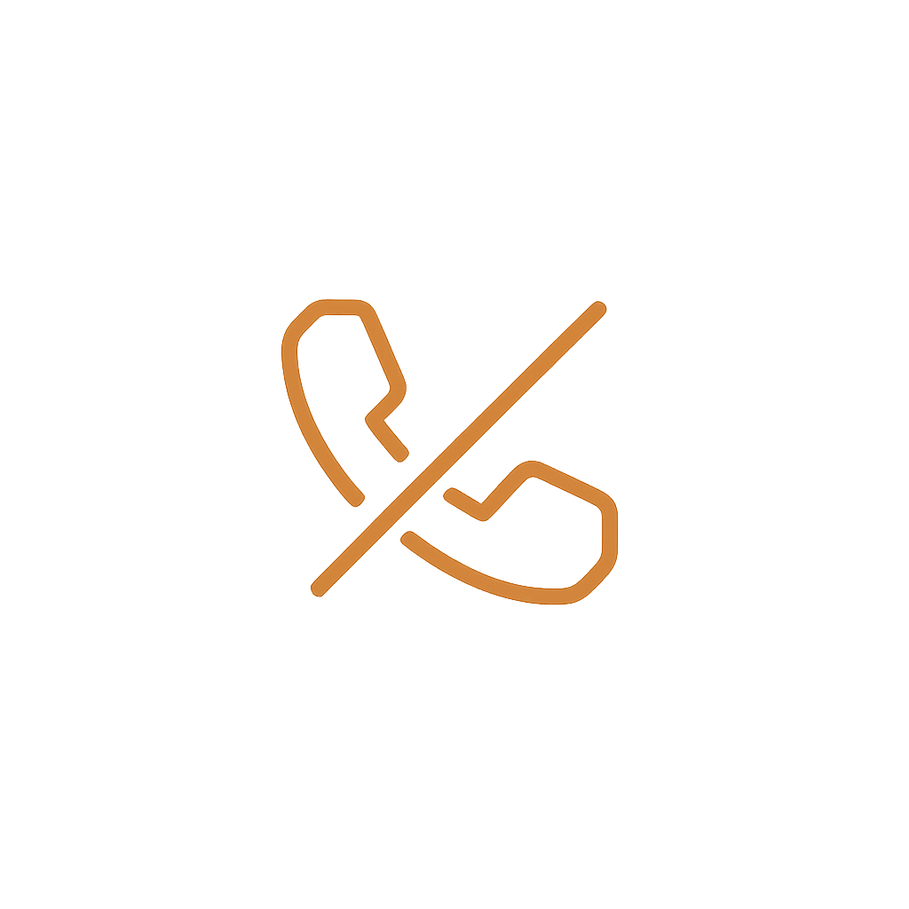 Icon of a crossed-out phone receiver, indicating no phone use or emergency call.