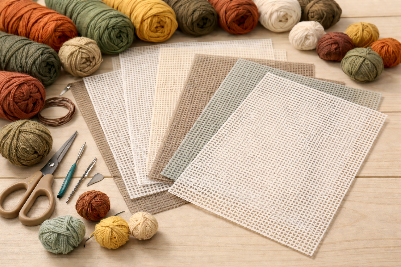 plastic canvas materials with yarn