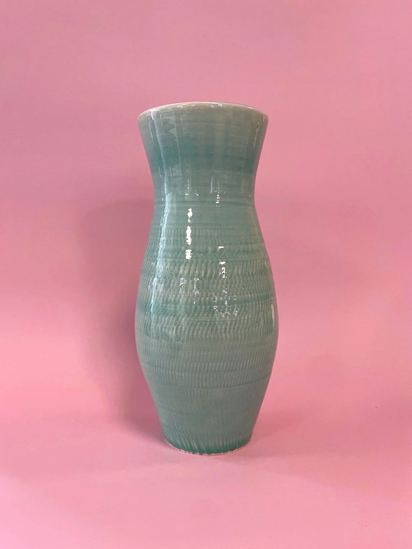 Aqua Chattered Vase