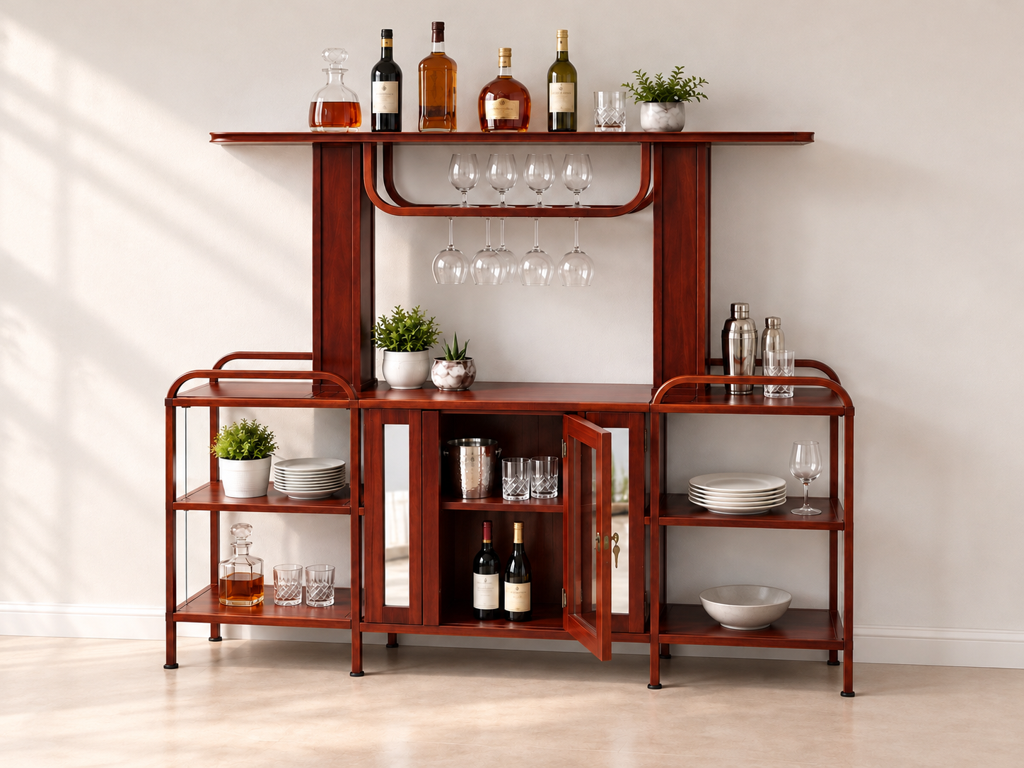 Mueble bar rojizo con puerta abierta-3.png