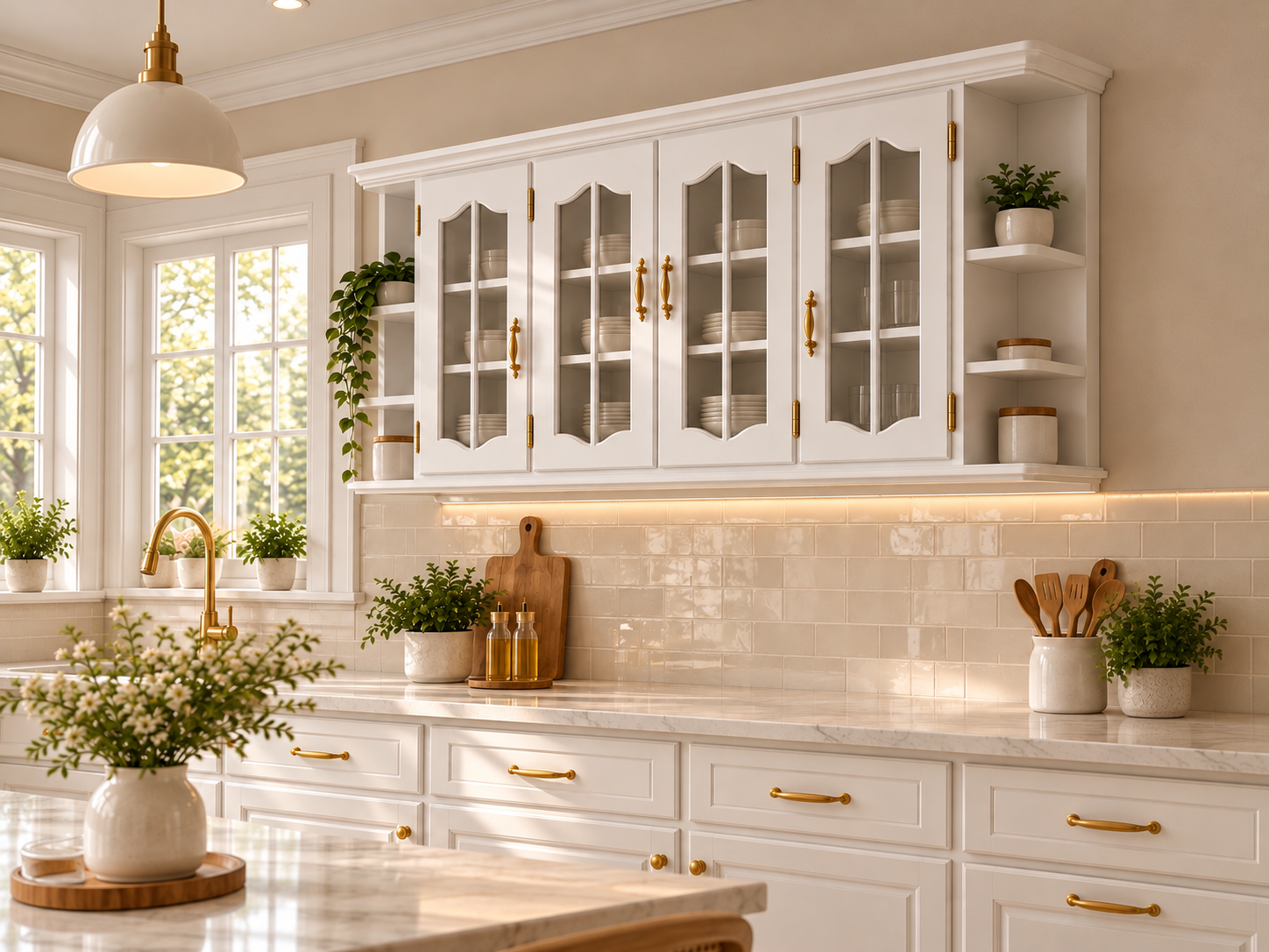 Vitrina blanca iluminada en cocina con plantas-2.png