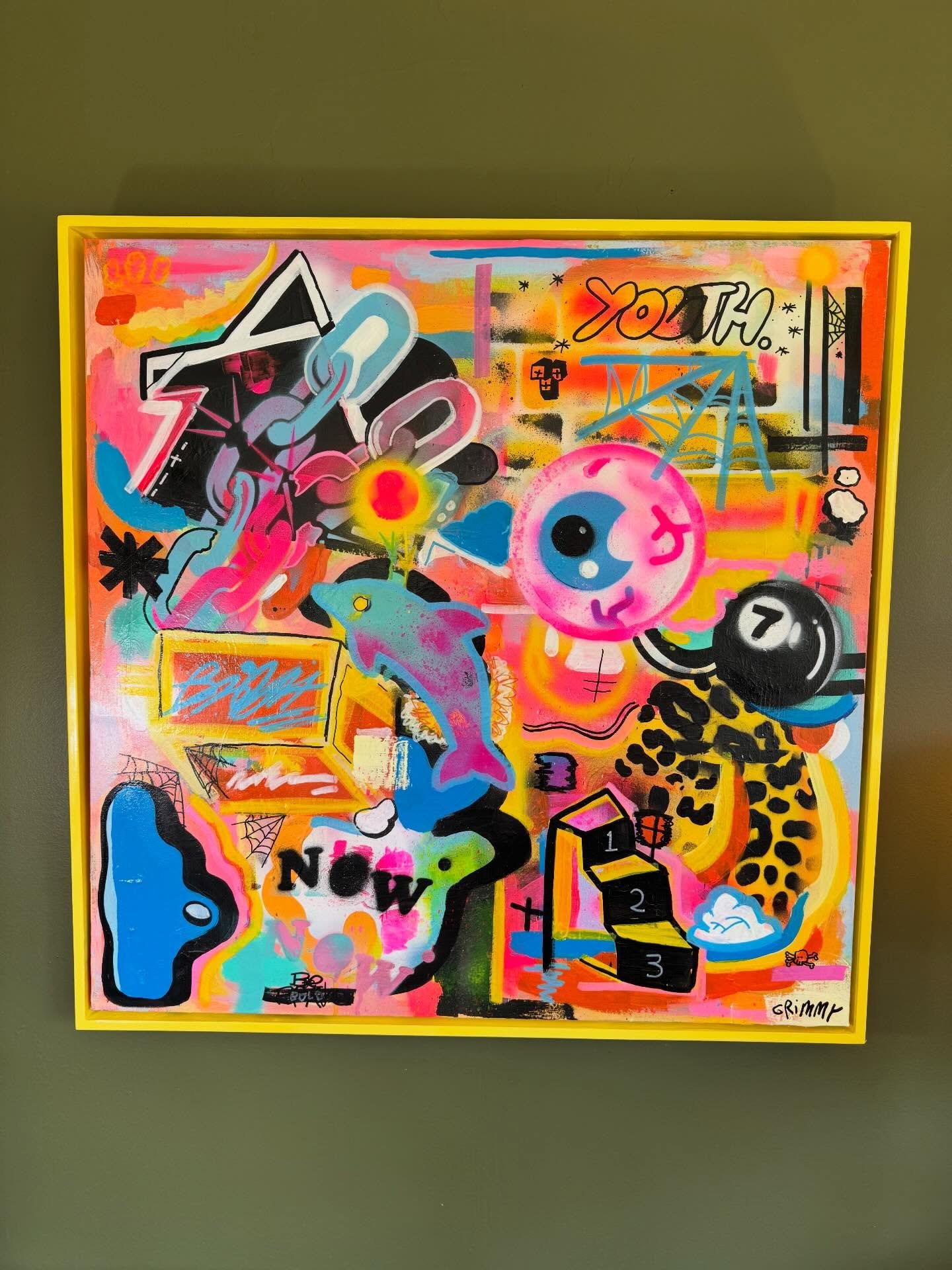 Complexities of modern life 🌻
Acrylic and spray paint on canvas 
Grimmy 2026