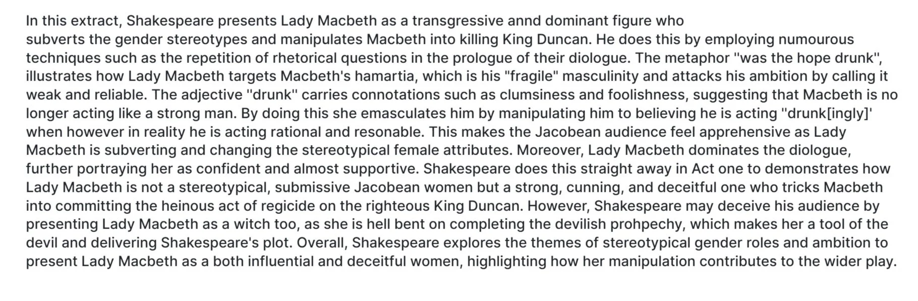 GCSE Extract Analysis Paragraph