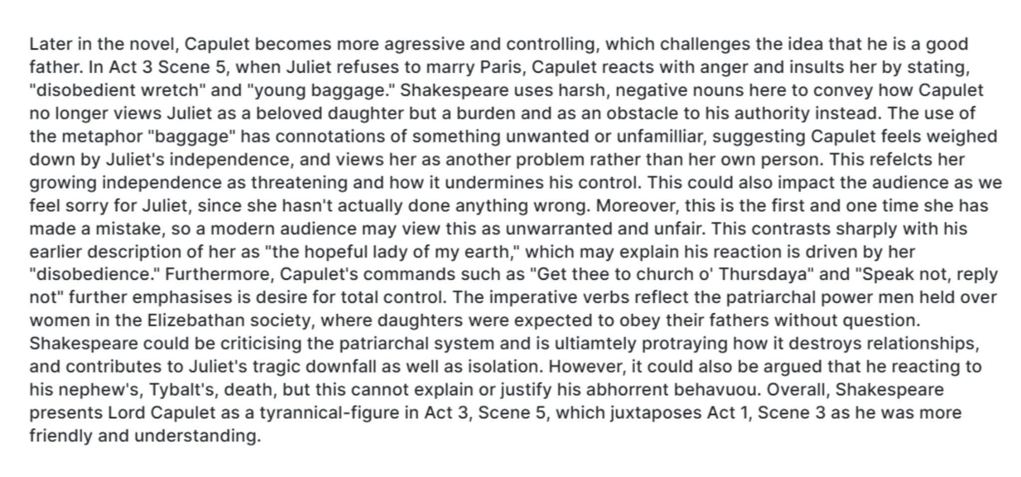 GCSE Analysis Paragraph