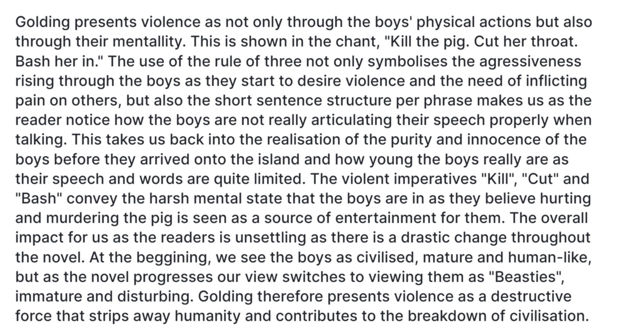 GCSE Analysis Paragraph