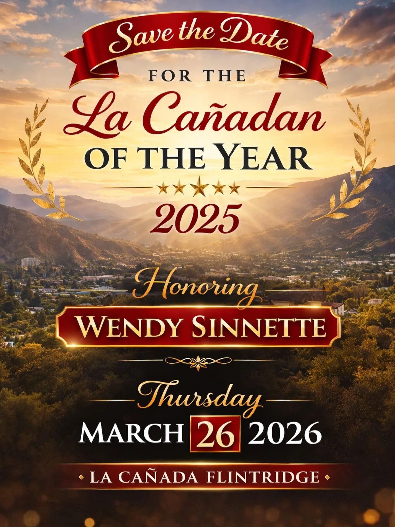 Join us on Thursday, March 26, 2026, as we proudly honor Ms. Wendy Sinnette as our 2025 La Ca&ntilde;adan of the Year. #lacanada #lacanadaflintridge #lacanadakiwanispm #lacanadanoftheyear