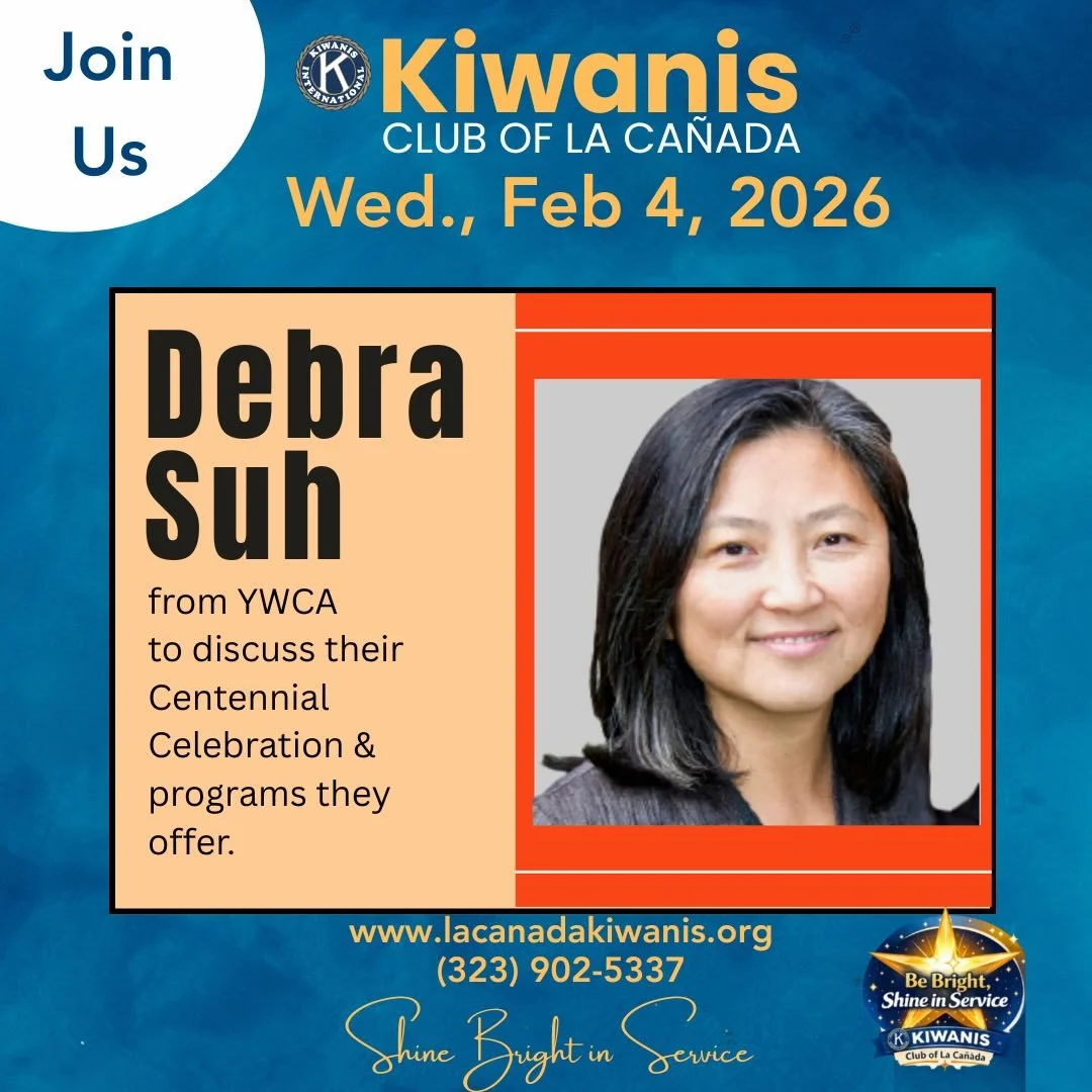 Join us this Wednesday, February 4th, to hear from Debra Suh of the YWCA to tell us all about the programs they run and special events planned for their Centennial Celebration! #ywca #lacanadaflintridge #lacanadakiwanispm