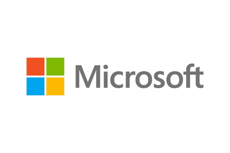 Microsoft logo with four colored squares and the word 'Microsoft' next to it