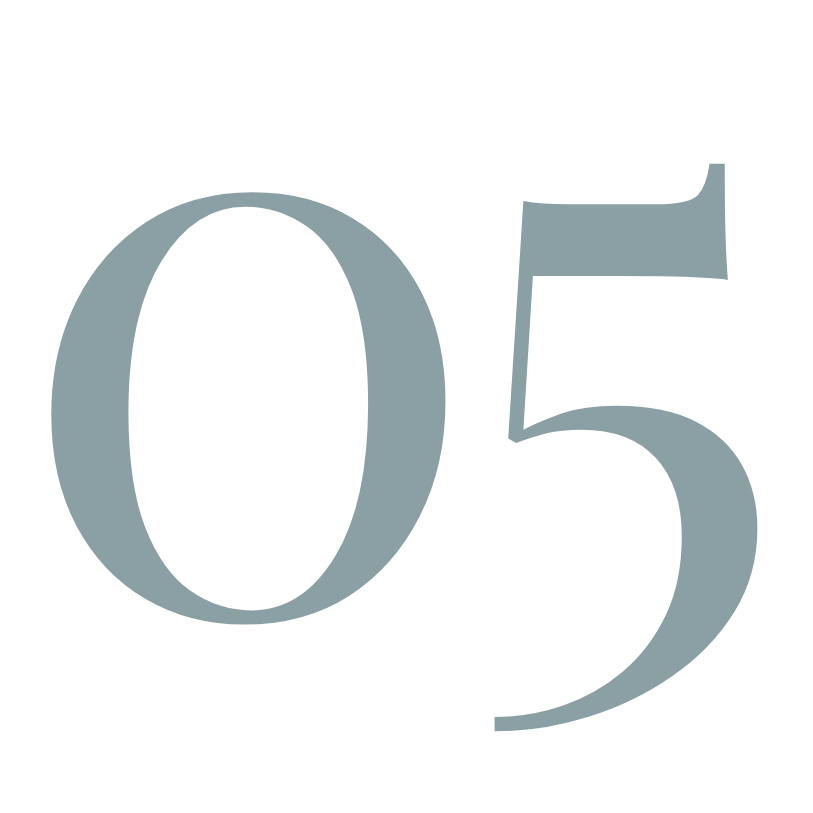 The number 05 in large gray font on a black background.