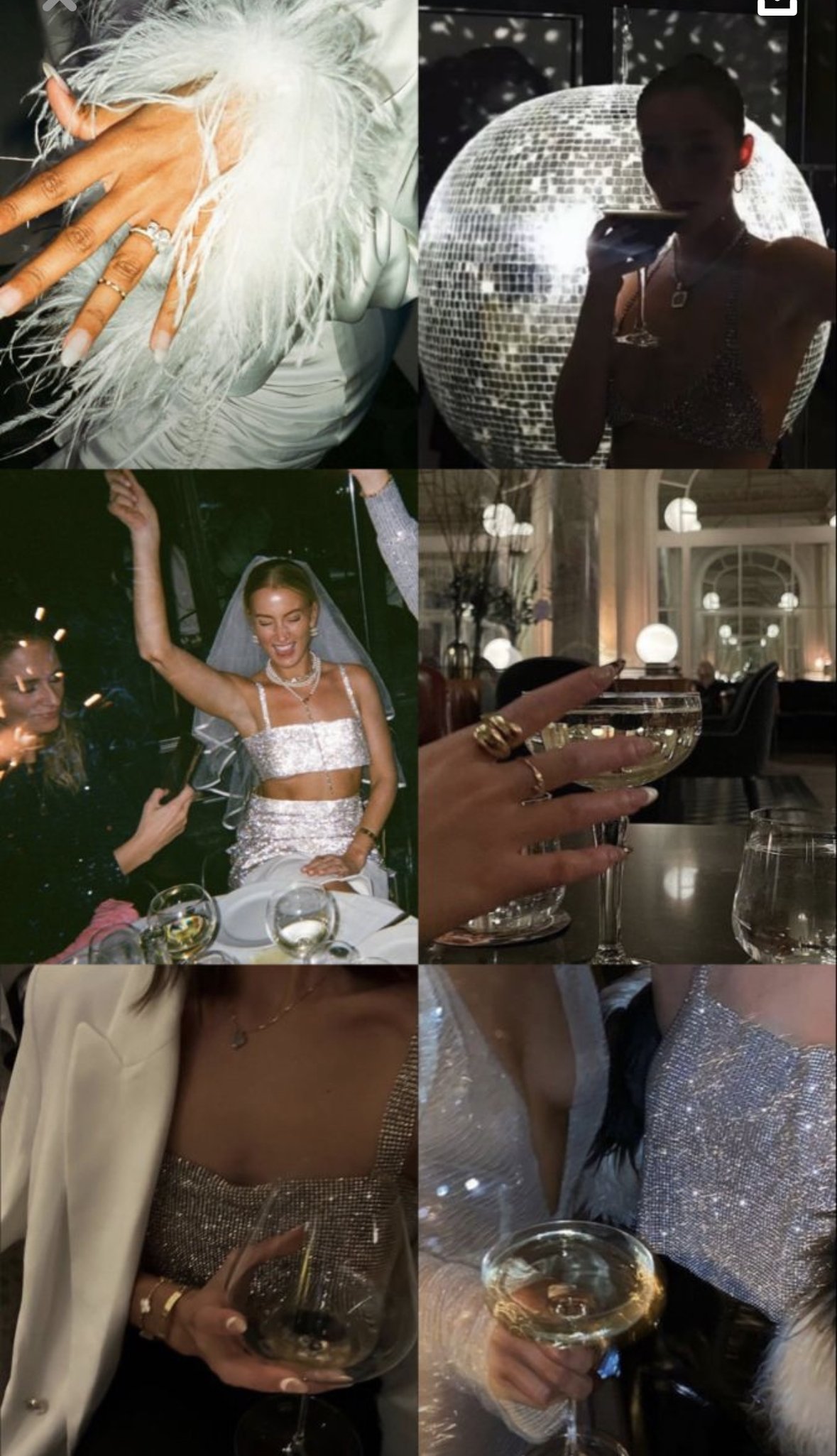 I first created a mood board on Pinterest with all the visions I had before narrowing it down. I also hired a photographer and gave them my vision of the photos I wanted. This idea of a flashy, Studio 54-esq vision came to mind. Below you can see the