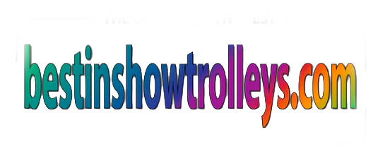 Image of a colorful logo for bestinshowtrollies.com with large, multicolored text.