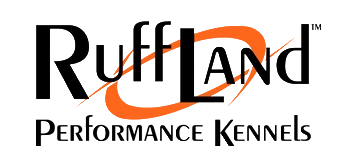 Ruffland Performance Kennels logo with stylized text and an orange swoosh.