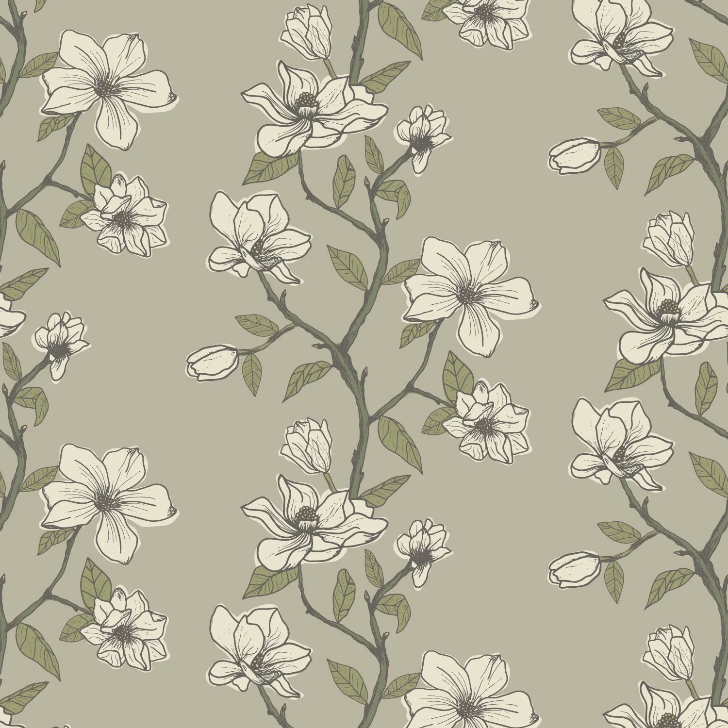 Hand-drawn magnolia botanical study with soft structure and negative space, Studies & Atmospherics by SeaClaire Design