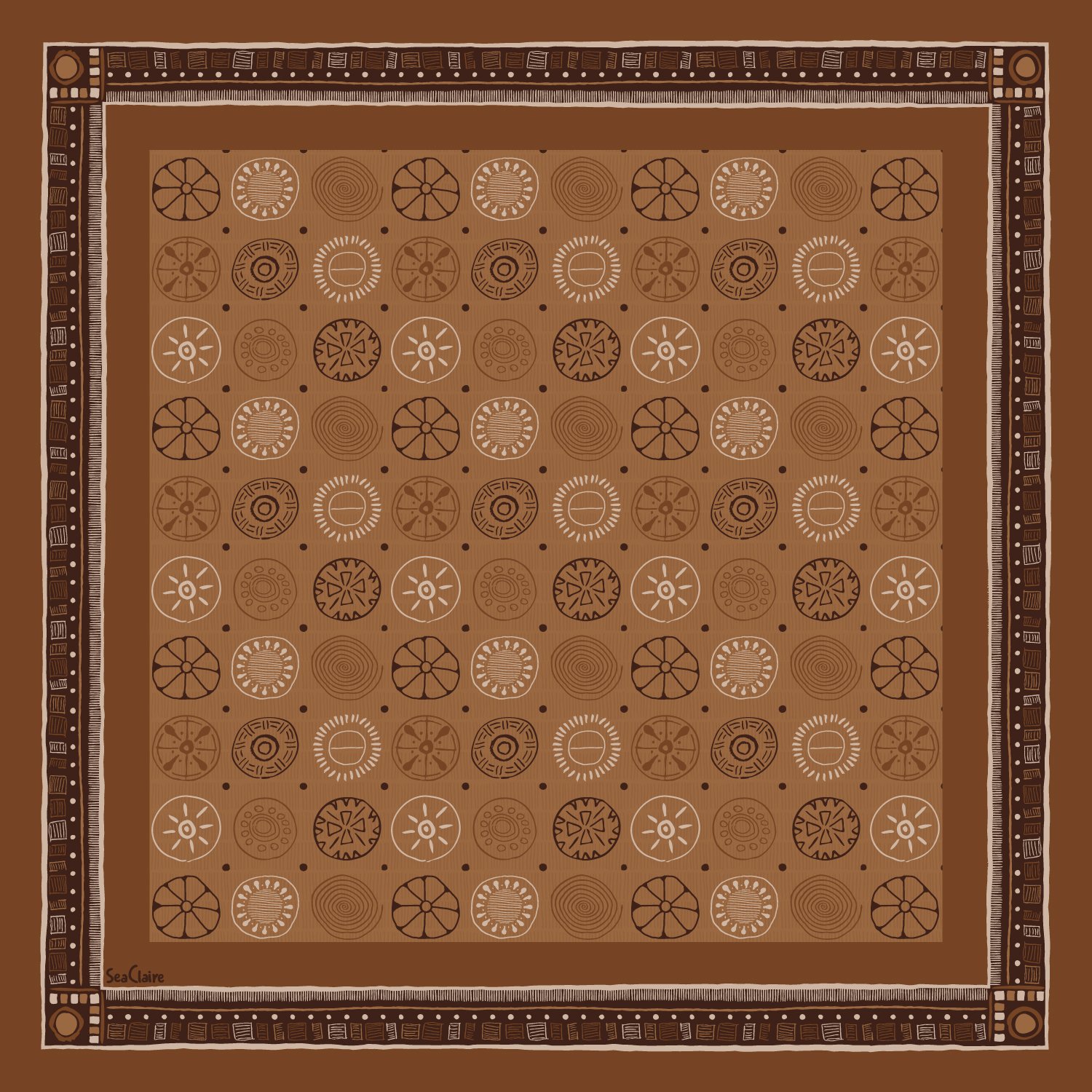 Hand-drawn geometric textile pattern inspired by traditional mudcloth motifs, Cultural & Symbolic by SeaClaire Design