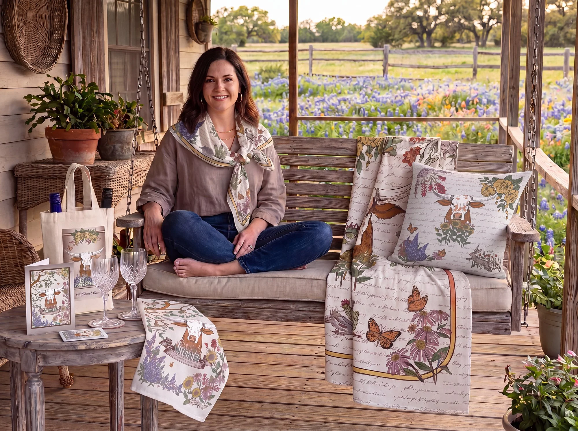 View Texas Lone Star Wilds Gift Collection press materials featuring a longhorn framed by native Texas wildflowers.