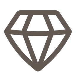 A minimalist, black and gray diamond icon outline.