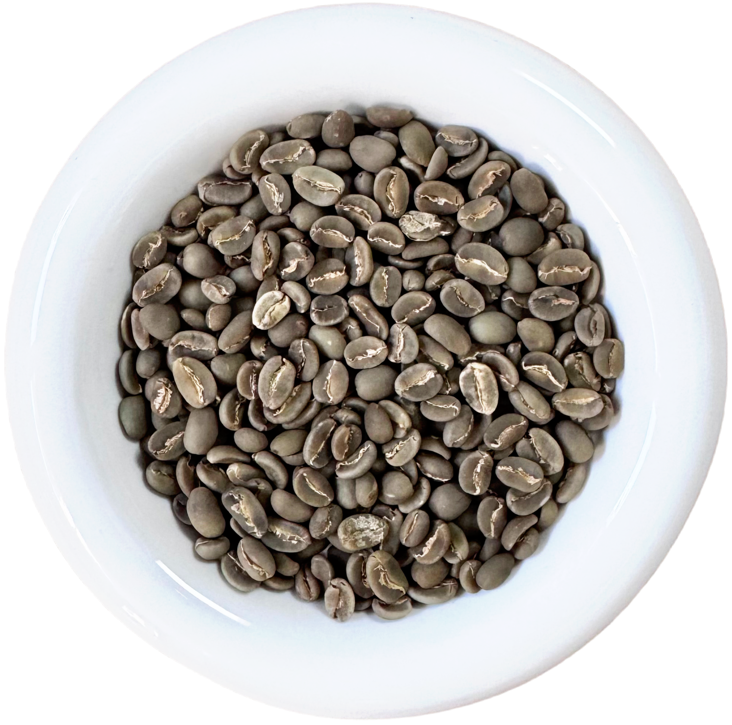 Mandheling wet-hulled arabica green coffee beans in a white bowl