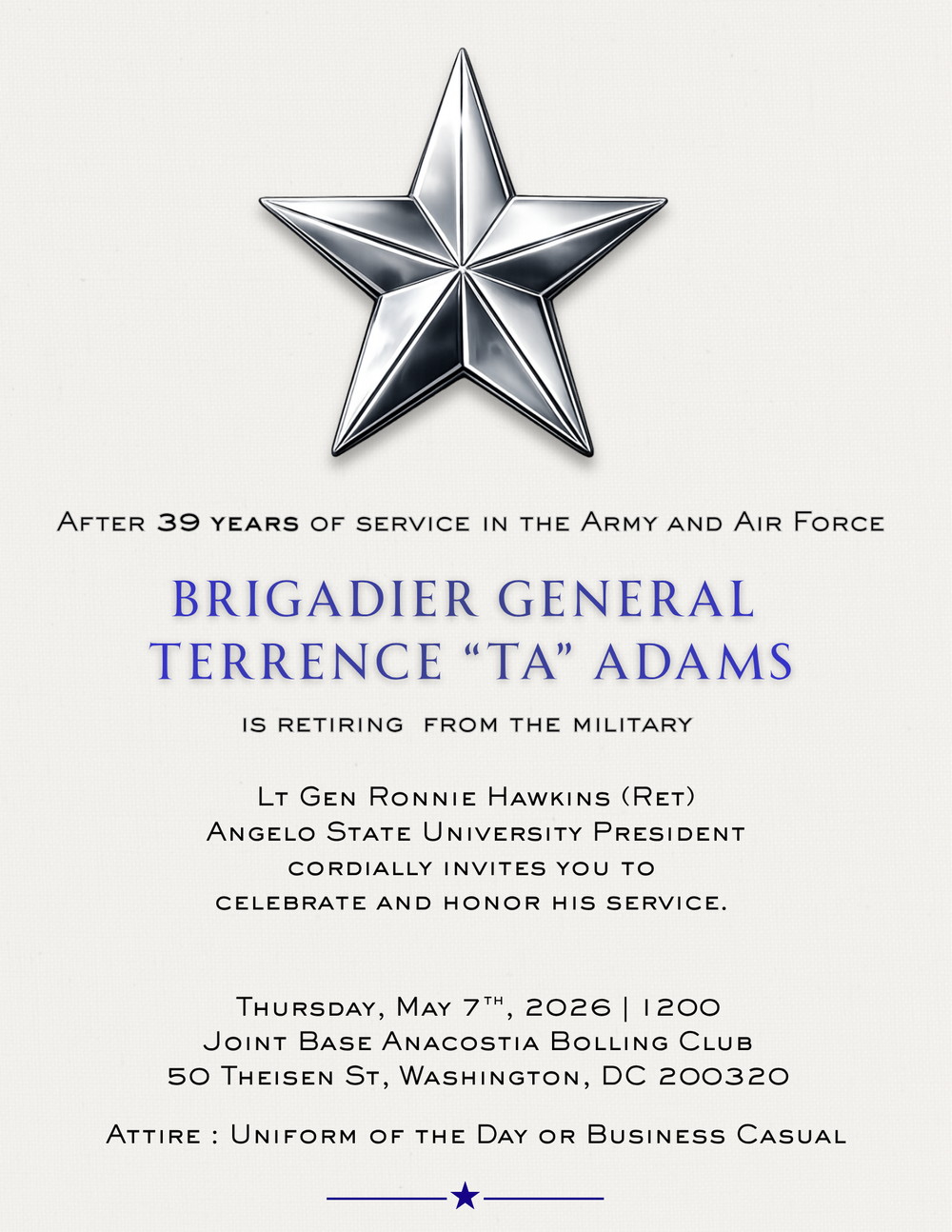 Washington, D.C. — Brig Gen Terrence Adams Retirement Ceremony