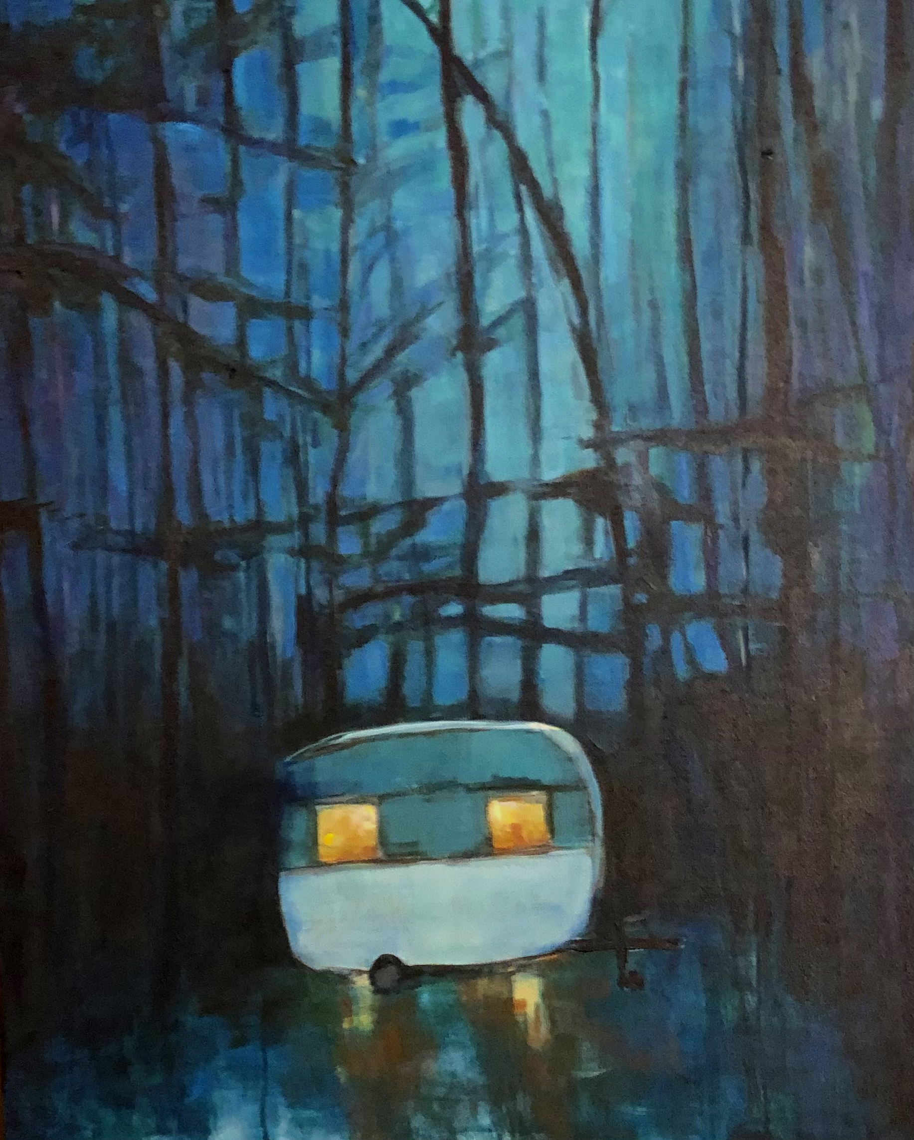 Night Camp, 24x30, acrylic on canvas $800