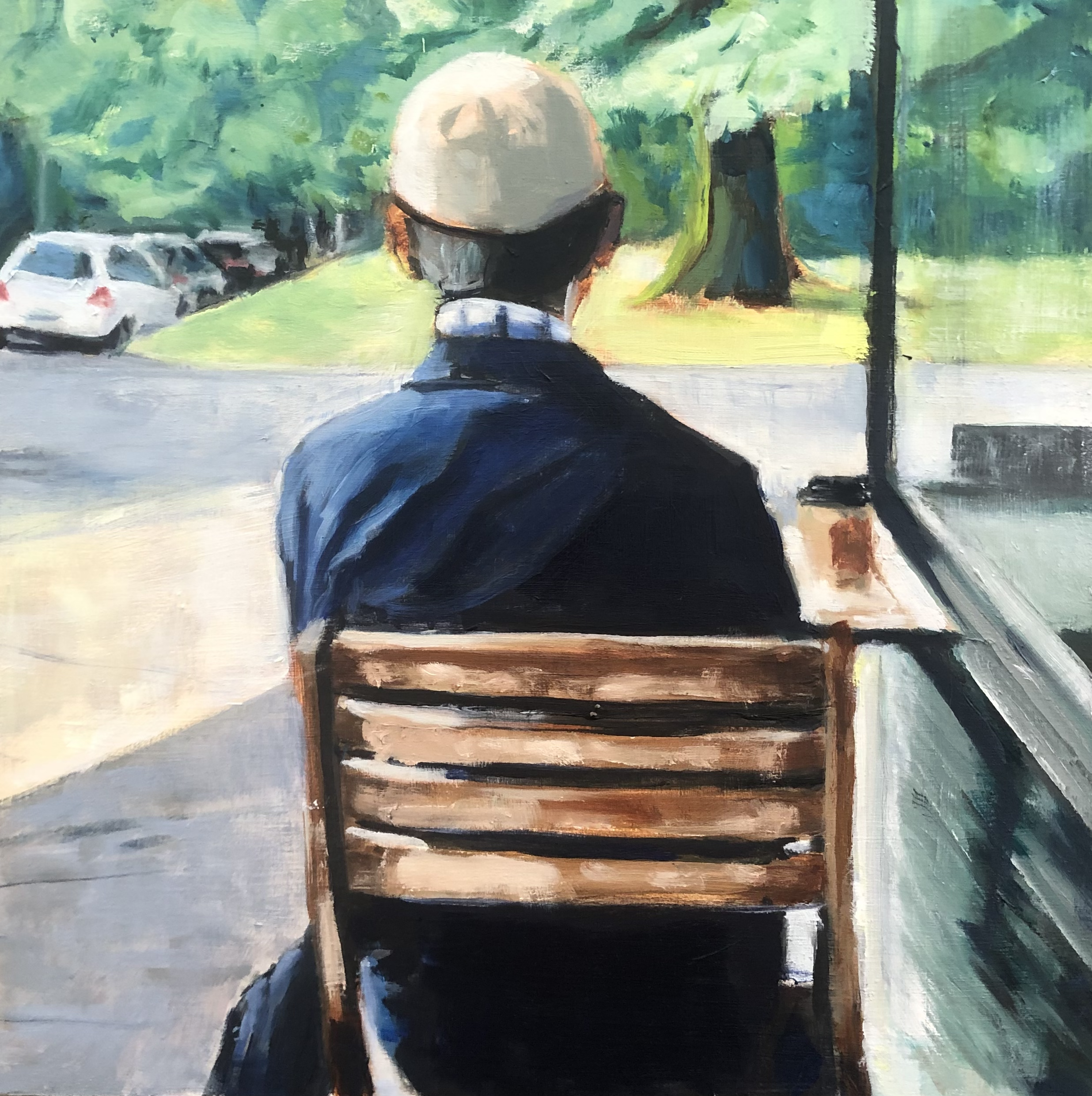 Strathcona coffee, 10x10, oil on panel, $300
