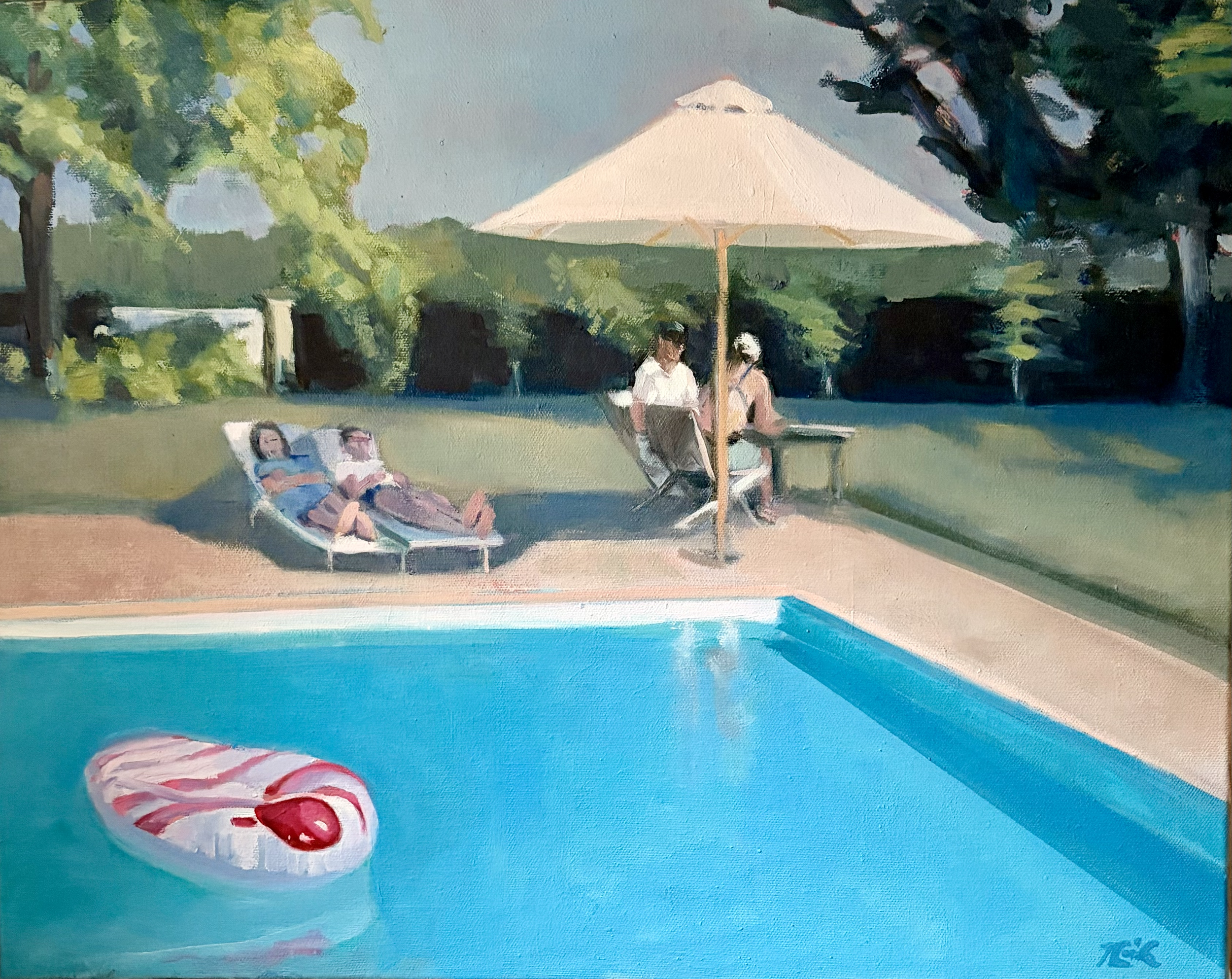 Poolside, 16x20, oil on canvas, framed $600